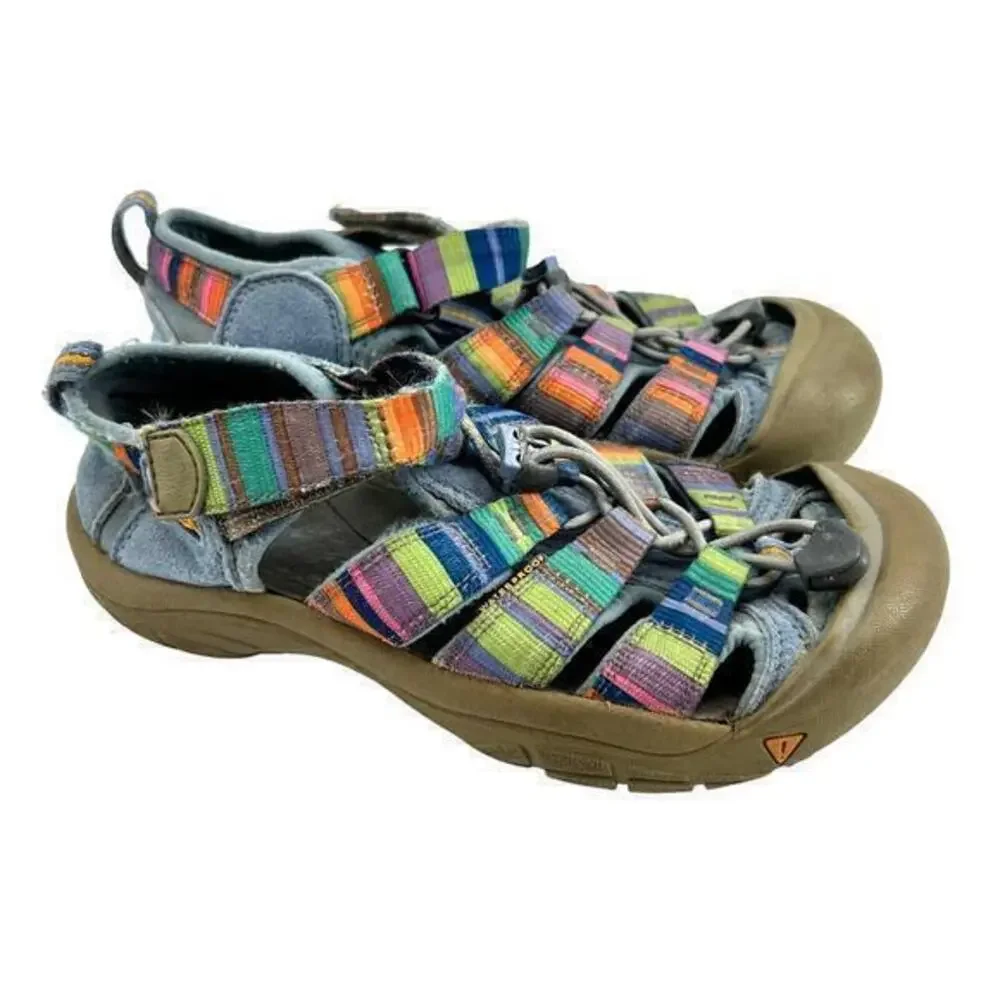 Keen Sport Sandals Blue rainbow Shoes Youth Size 3 Waterproof Closed Heel & Toe